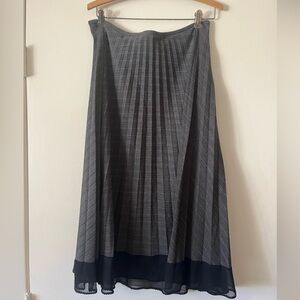 Pleated Grey Pinstripe Skirt